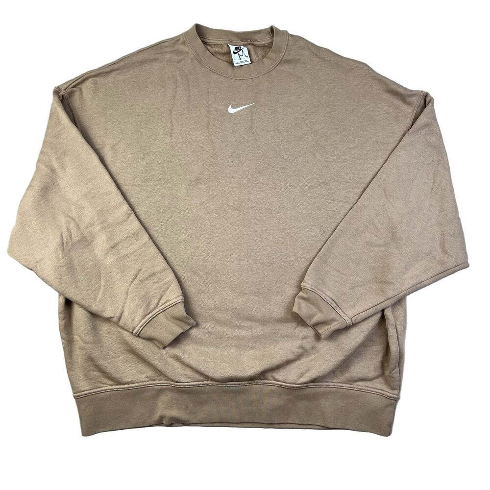 Nike Phoenix Fleece Oversized Crewneck Sweatshirt Tan Womens Medium M